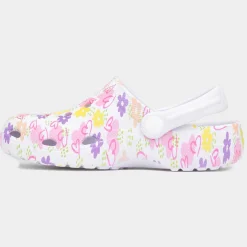 Cannock Girls White Flower Print EVA Clog
