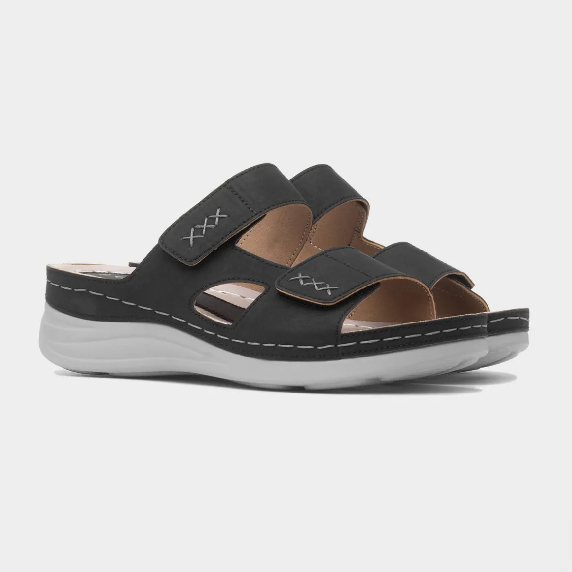 Comfy Steps Andorra Womens Black Mule Sandal