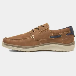 Comfy Steps Harlan Mens Tan Boat Shoe