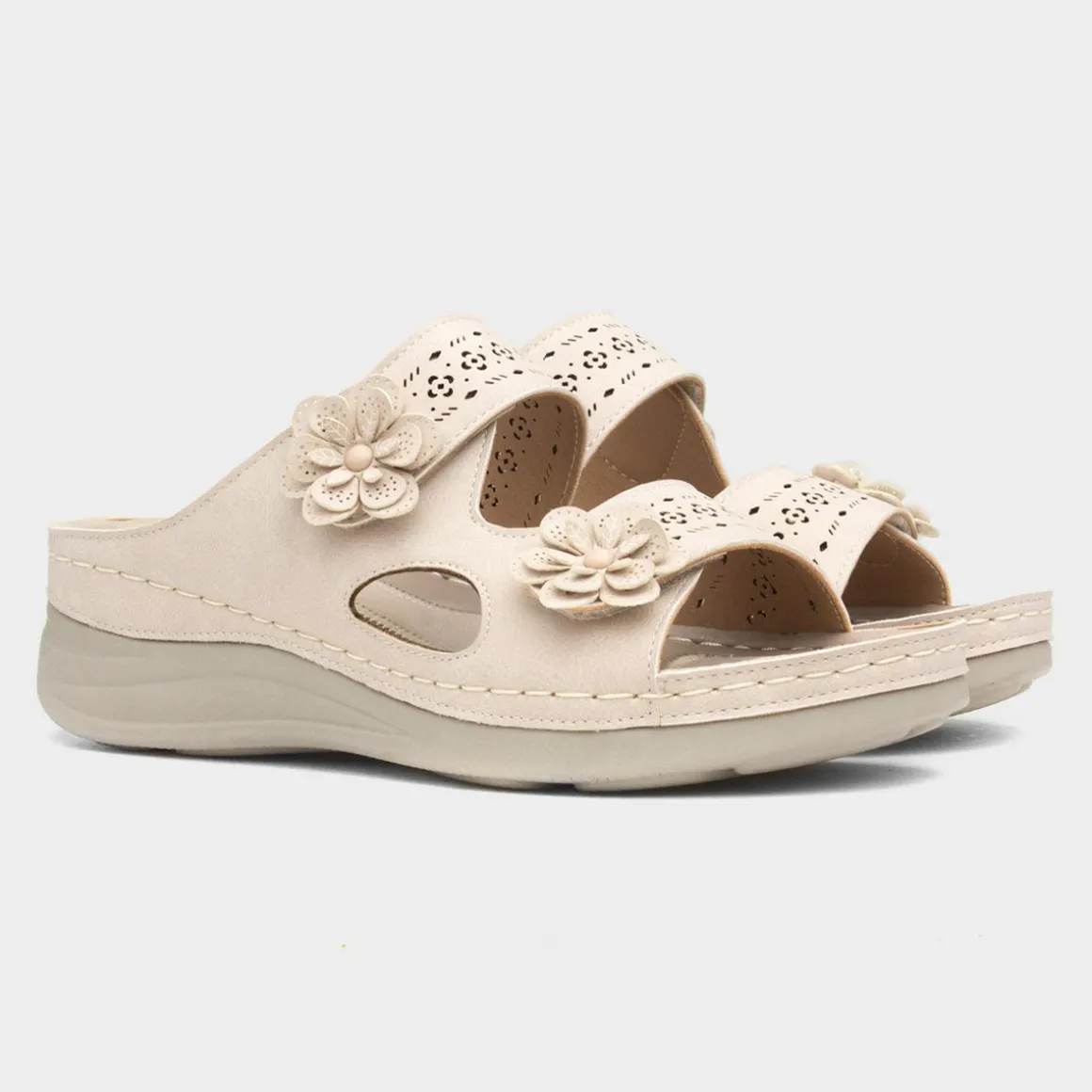 Comfy Steps Madeira Womens Beige Mule Sandal