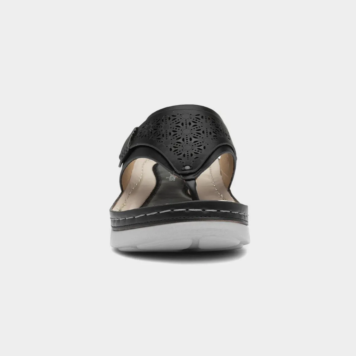 Comfy Steps Malta Womens Black Toe Post Sandal