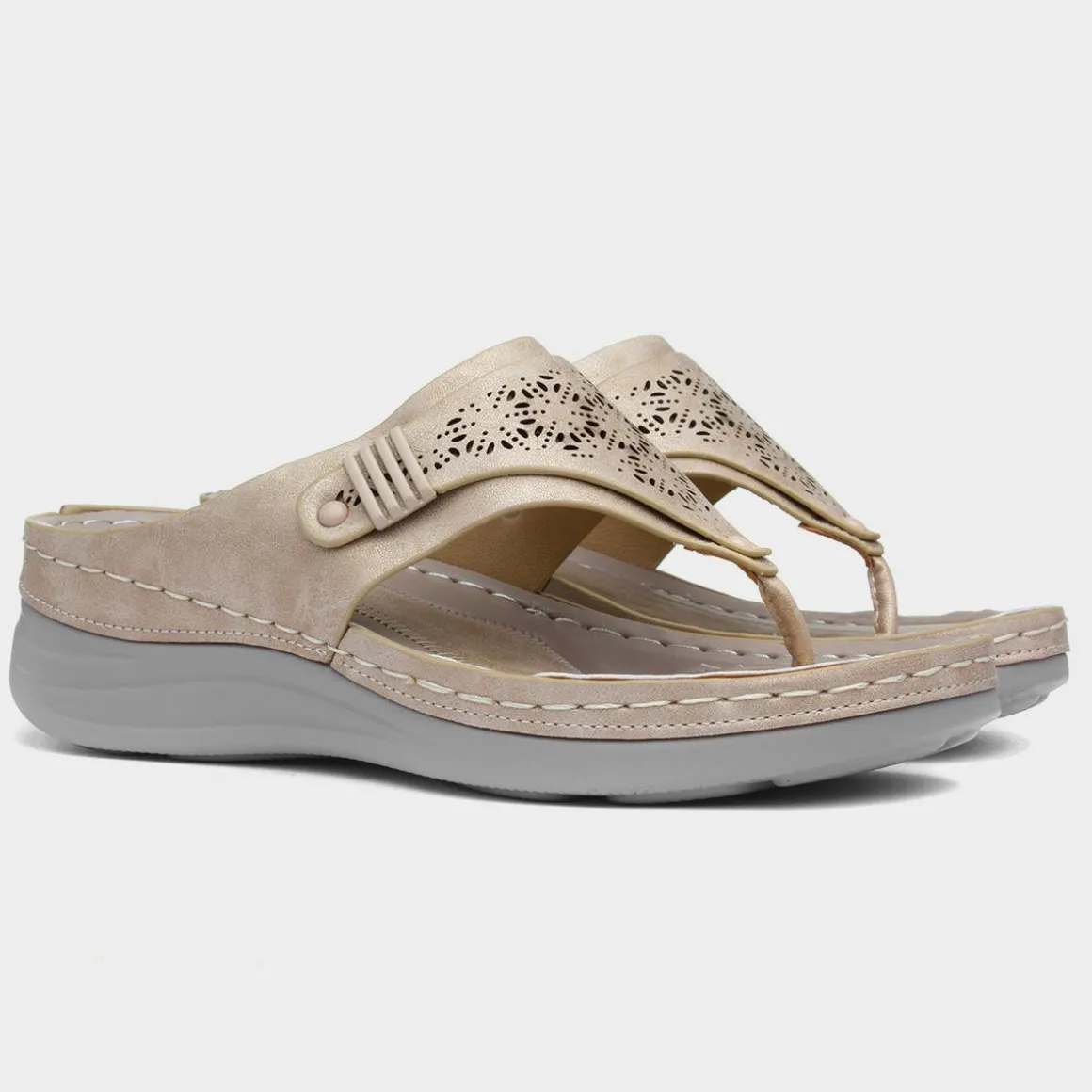Comfy Steps Malta Womens Beige Toe Post Sandal