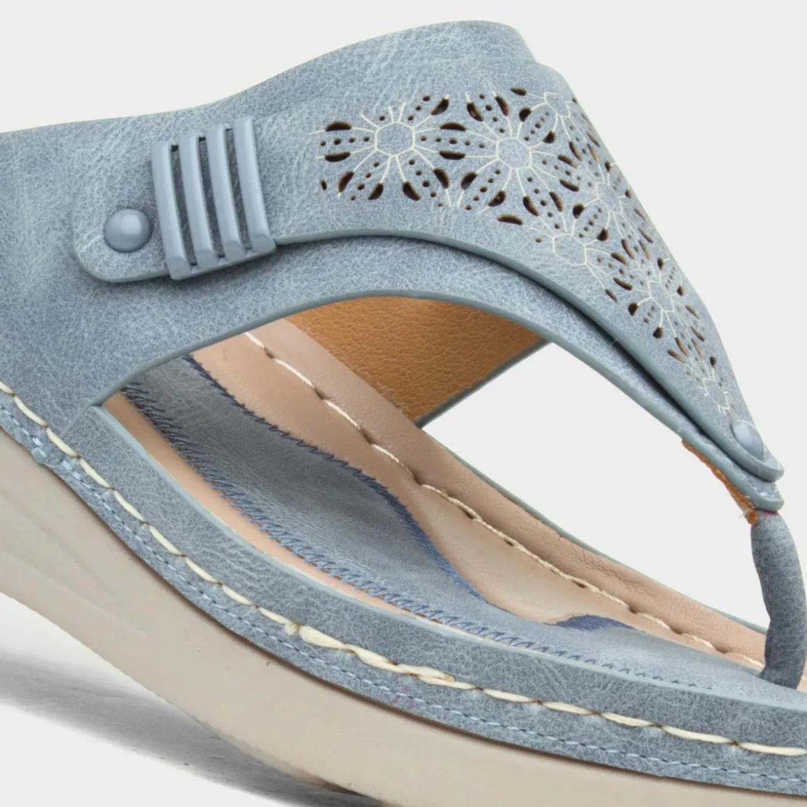 Comfy Steps Malta Womens Blue Toe Post Sandal