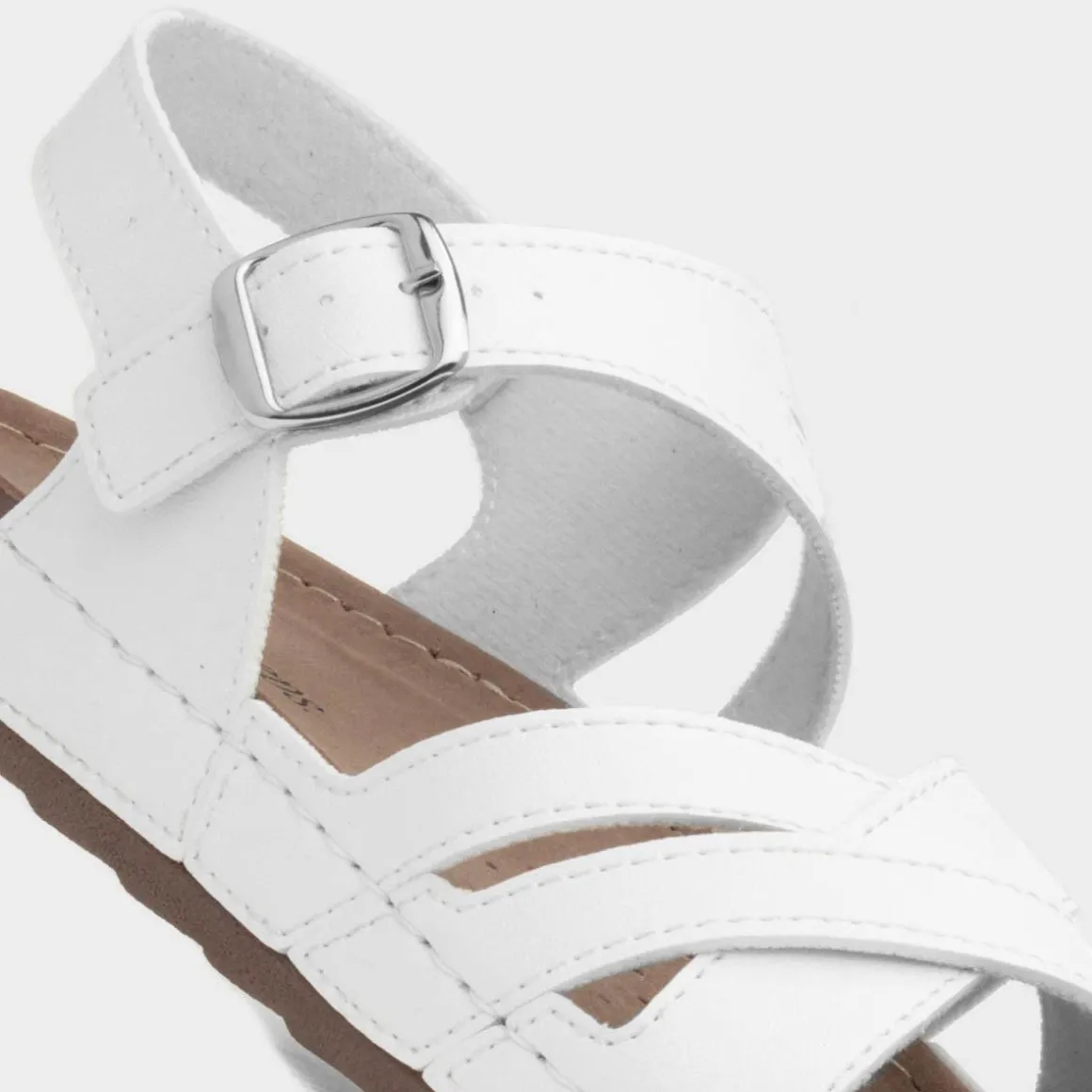 Comfy Steps Marmaris Womens White Buckle Sandal