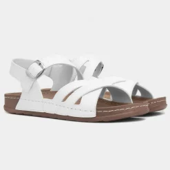 Comfy Steps Marmaris Womens White Buckle Sandal