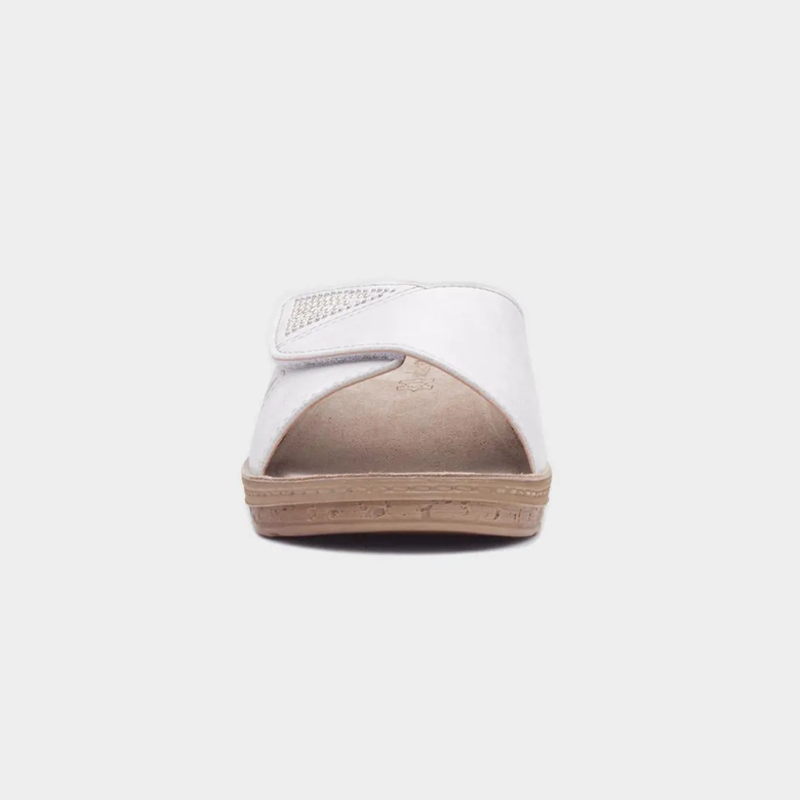 Comfy Steps Nice Womens White Wedge Mule Sandal
