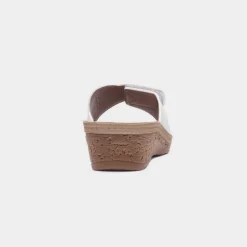 Comfy Steps Nice Womens White Wedge Mule Sandal