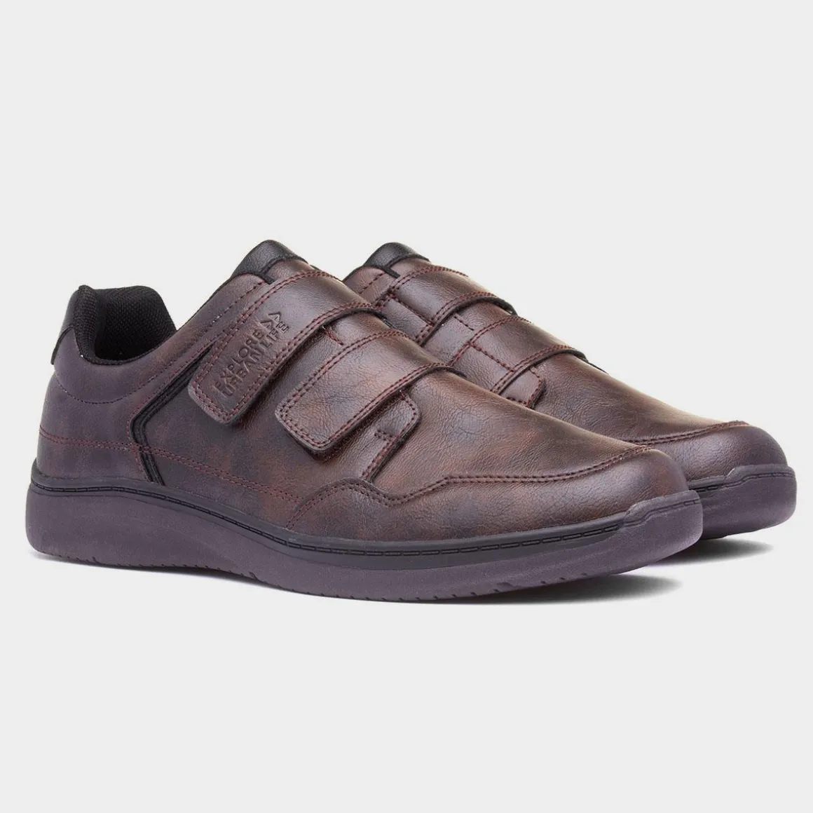 Comfy Steps Richard Mens Brown Easy Fasten Shoe