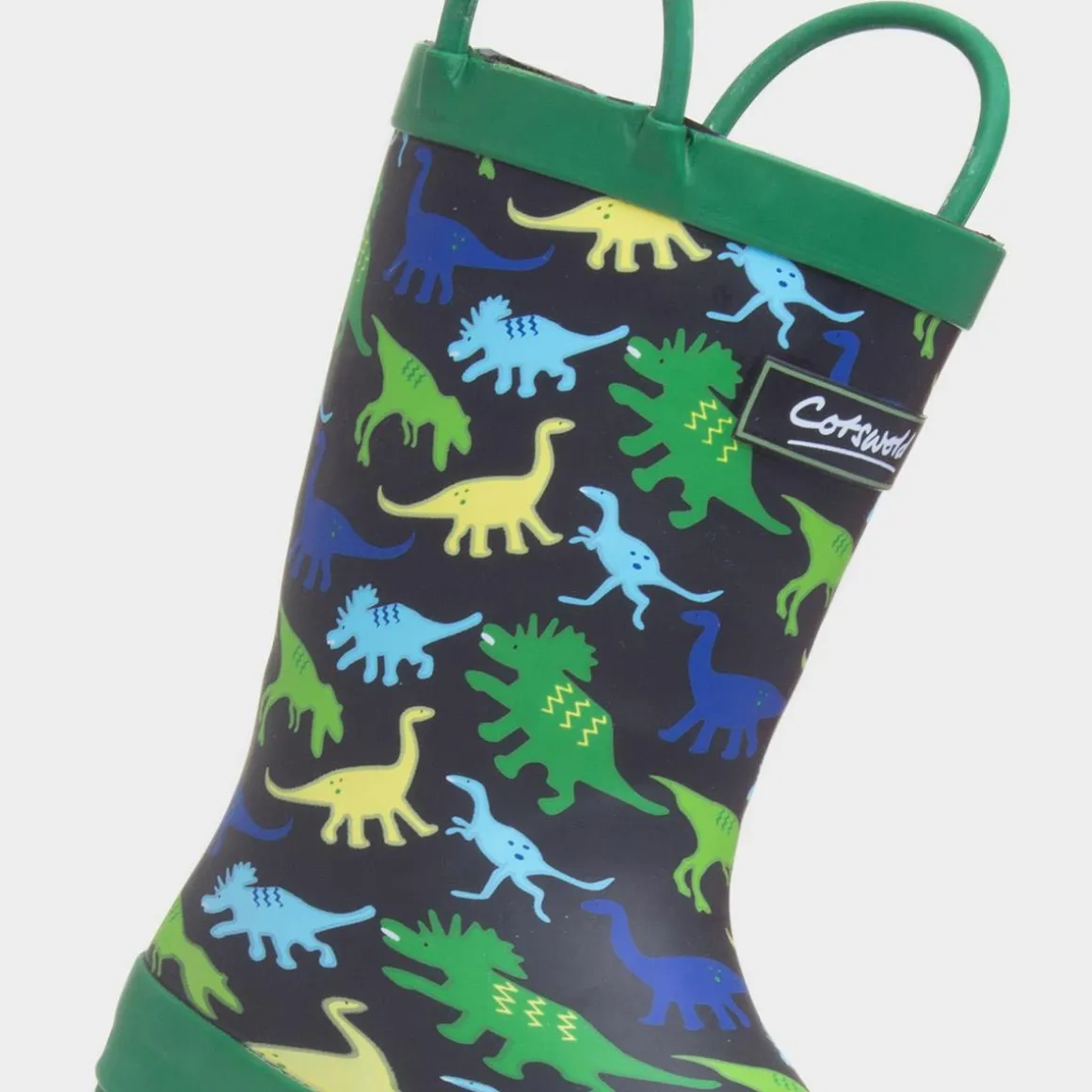 Cotswold Sprinkle Boys Green Dinosaur Print Welly