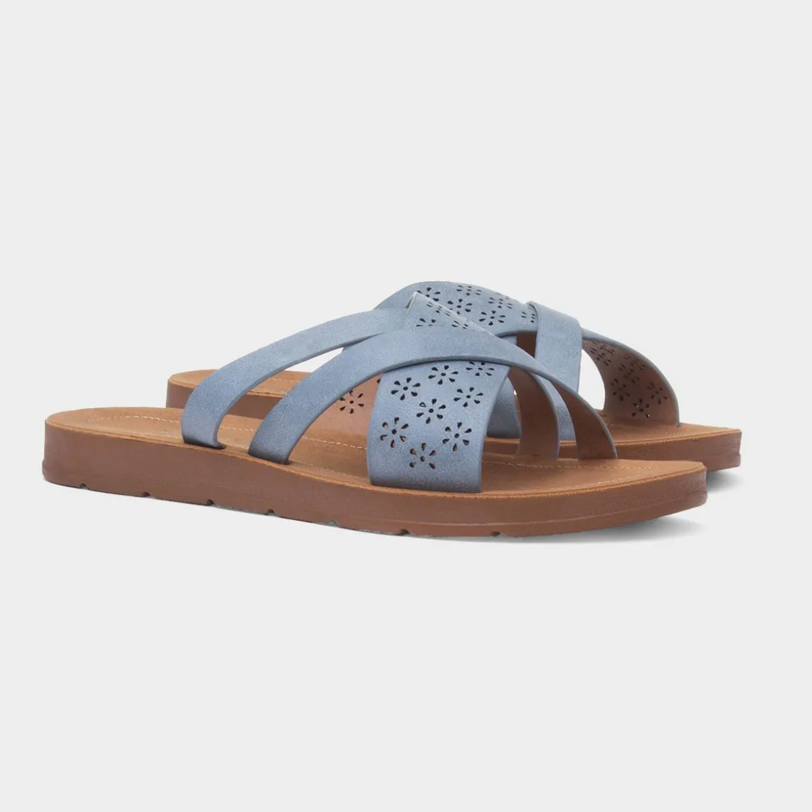 Cushion Walk Charlotte Womens Blue Mule Sandal