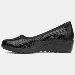 Cushion Walk Chicago Womens Black Wedge Shoe