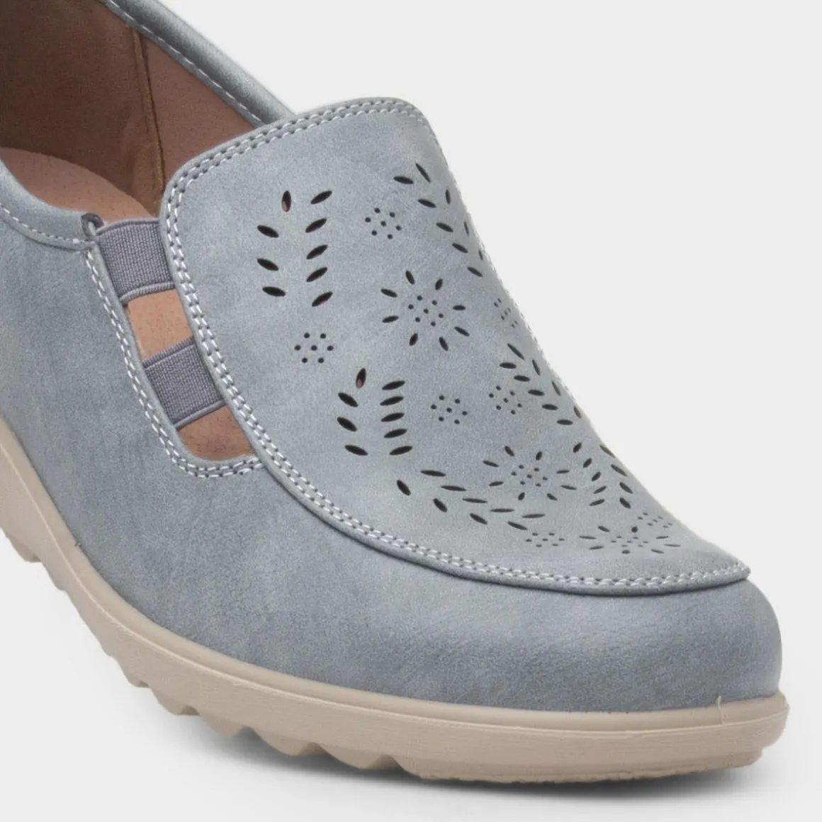 Cushion Walk Christy Womens Blue Wedge Shoe