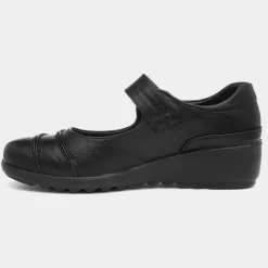 Cushion Walk Elinor Womens Black Easy Fasten Shoe