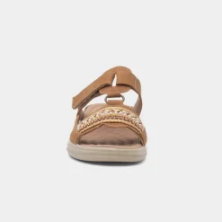Cushion Walk Gemma Womens Camel T-Bar Mule Sandal