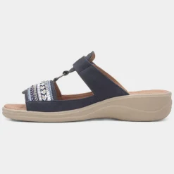 Cushion Walk Gemma Womens Navy T-Bar Mule Sandal