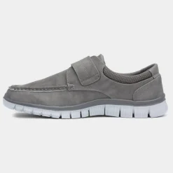Cushion Walk Greg Mens Grey Easy Fasten Shoe