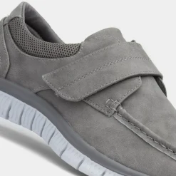 Cushion Walk Greg Mens Grey Easy Fasten Shoe