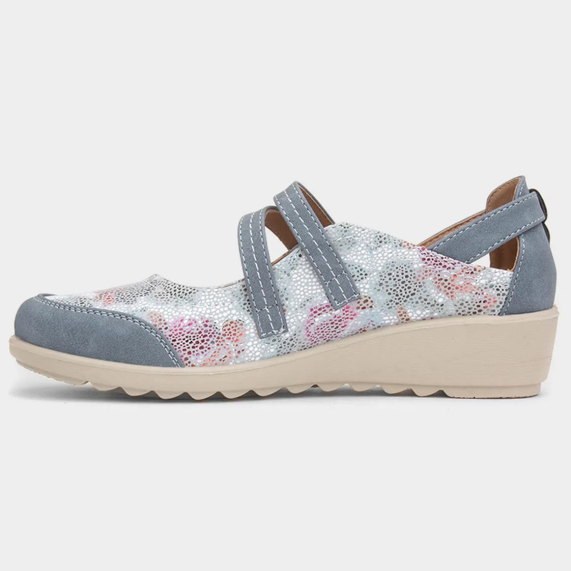 Cushion Walk Jane Womens Blue Wedge Shoe