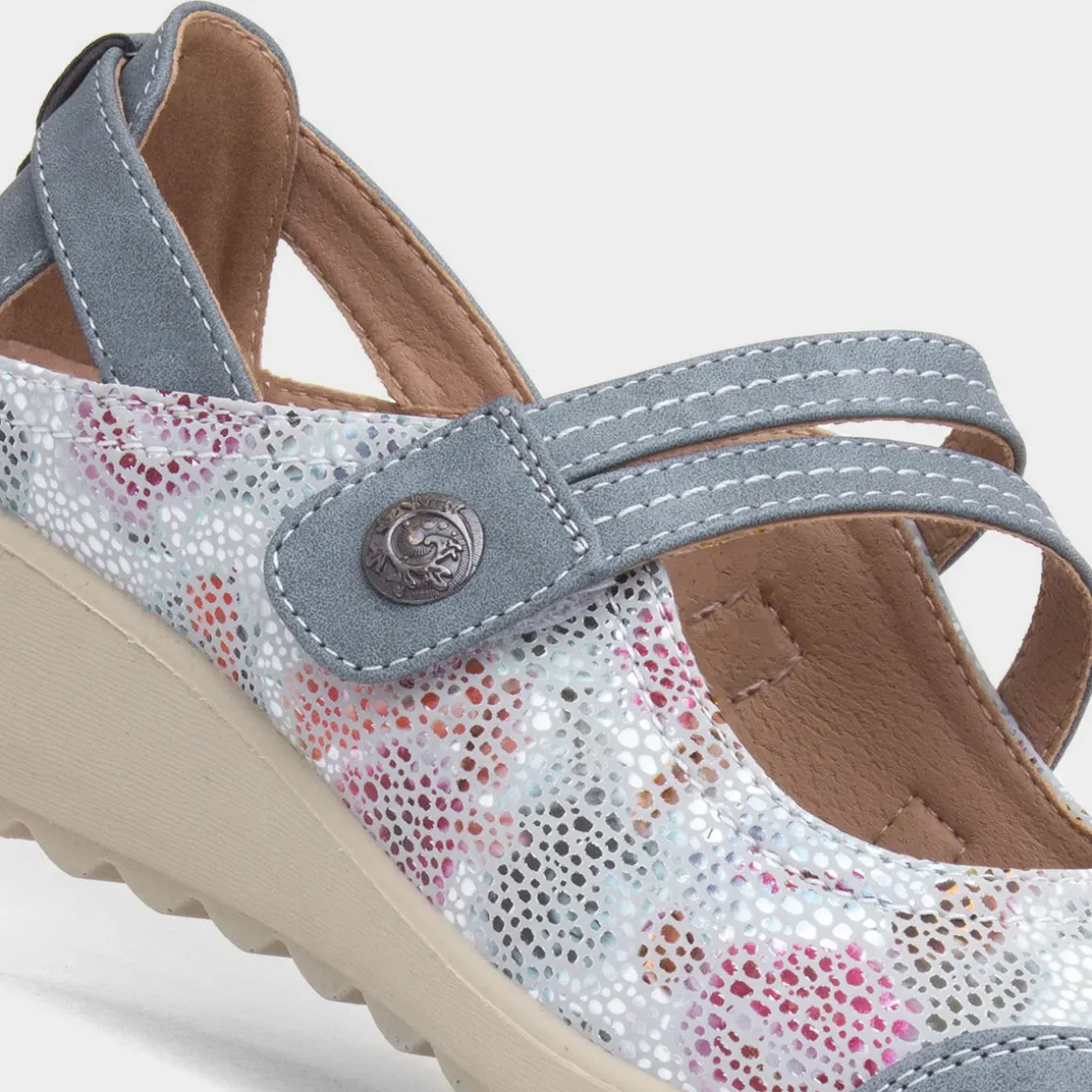 Cushion Walk Jane Womens Blue Wedge Shoe