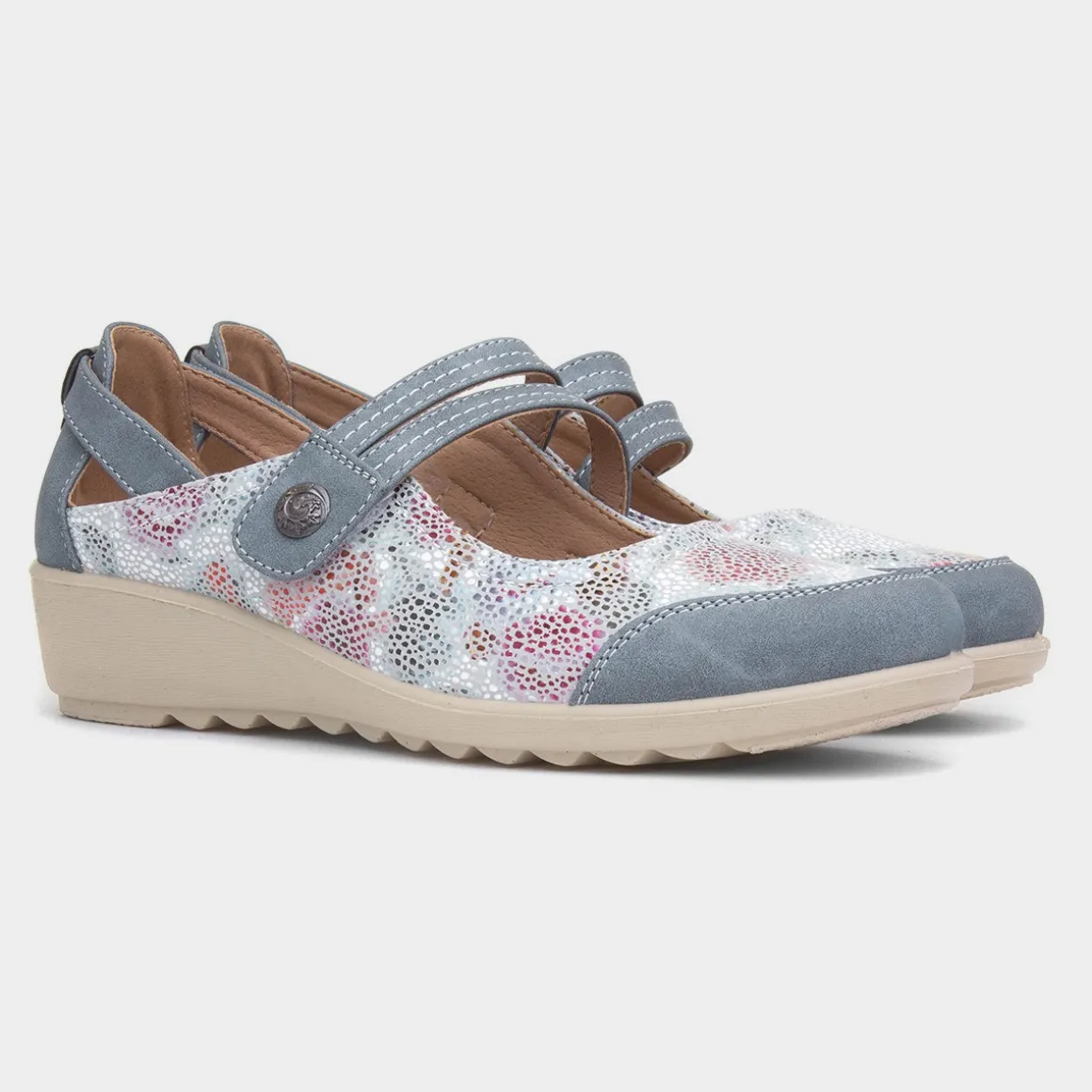 Cushion Walk Jane Womens Blue Wedge Shoe