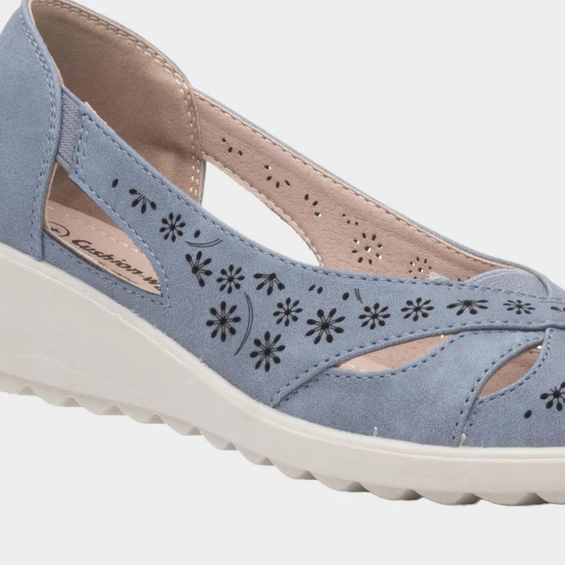 Cushion Walk Kate Womens Blue Open Toe Shoe