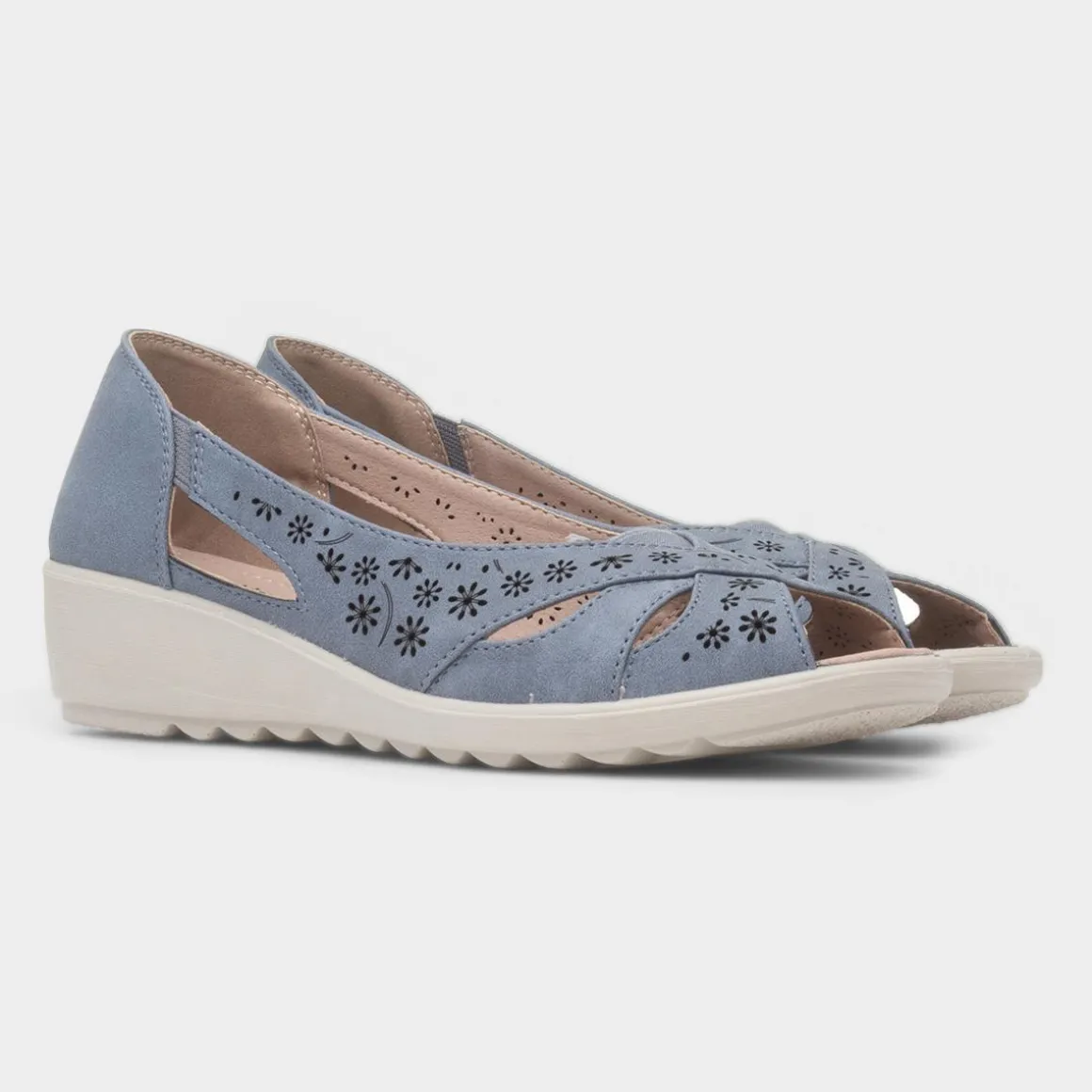 Cushion Walk Kate Womens Blue Open Toe Shoe
