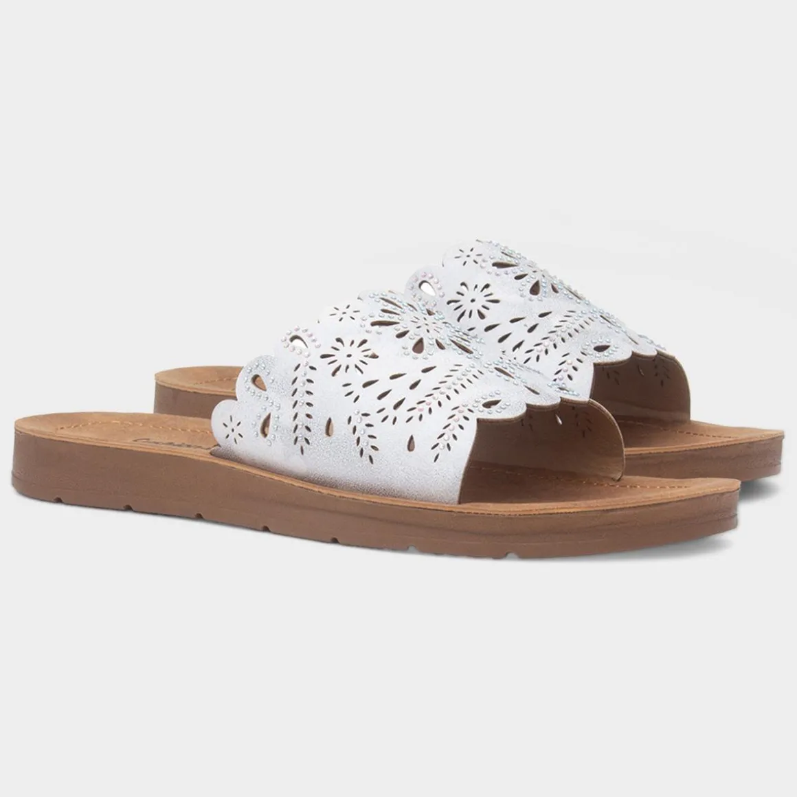 Cushion Walk Khloe Womens White Mule Sandal