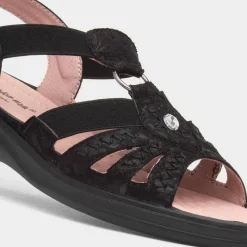 Cushion Walk Lacy Womens Black Wedge Sandal