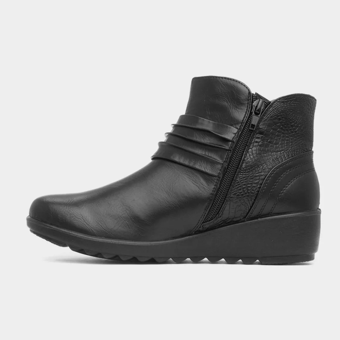 Cushion Walk Lima Womens Black Wedge Ankle Boot