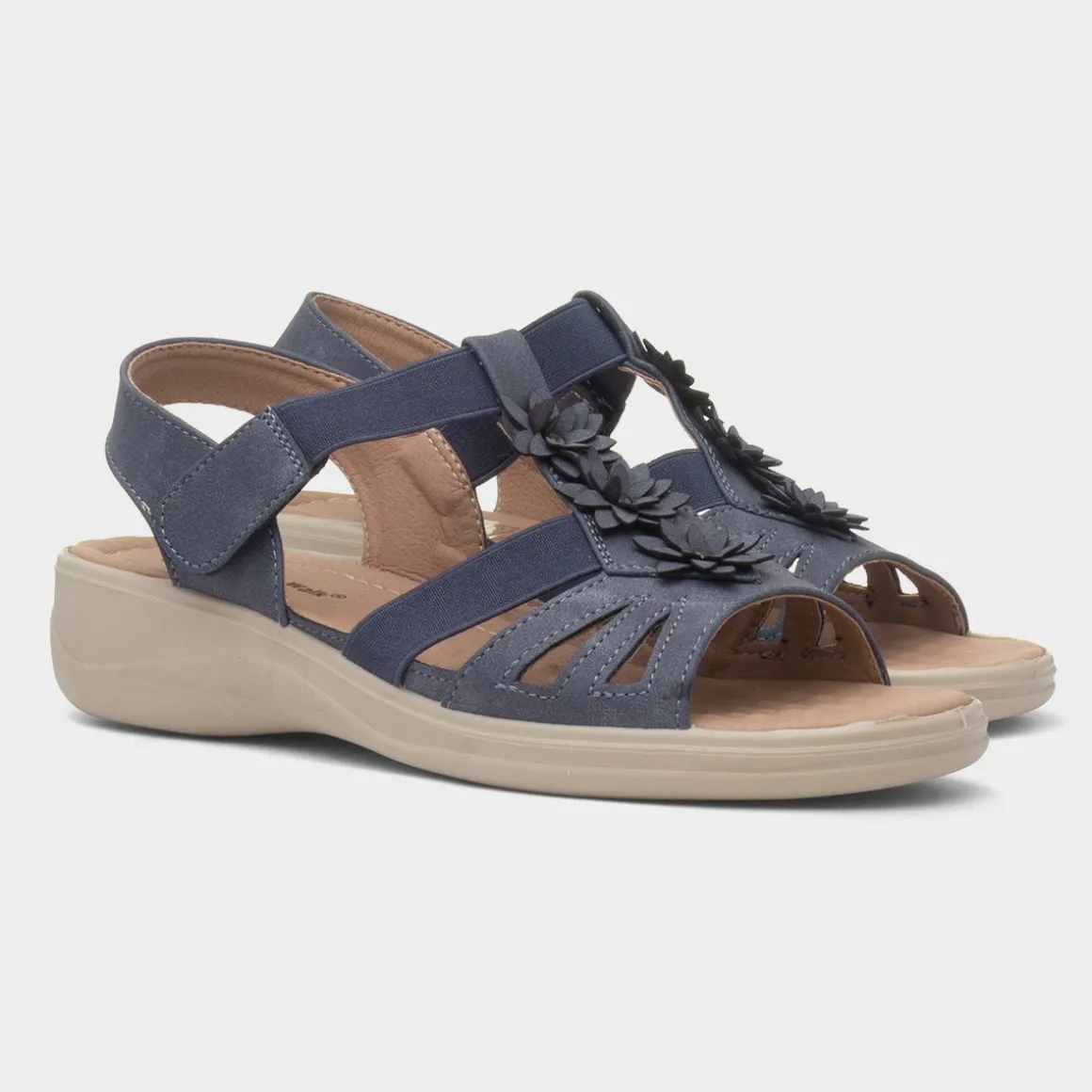 Cushion Walk Madison Womens Blue Wedge Sandal