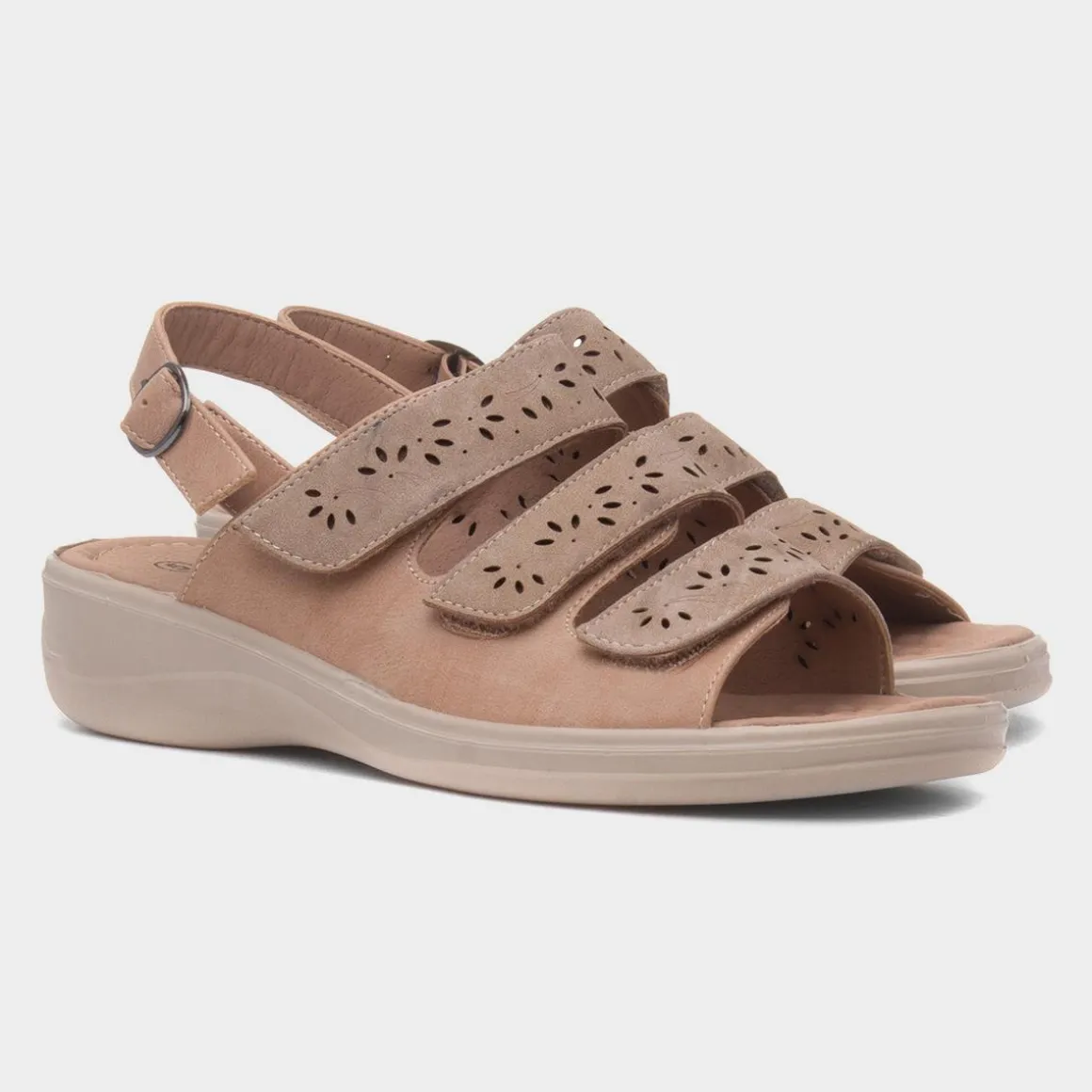 Cushion Walk Mandy Womens Beige Easy Fasten Sandal