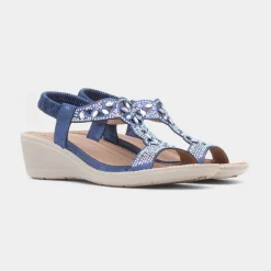 Cushion Walk Mars Womens Navy Wedge Sandal