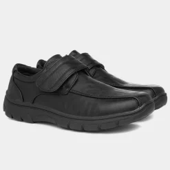 Cushion Walk Mens Black Easy Fasten Shoe