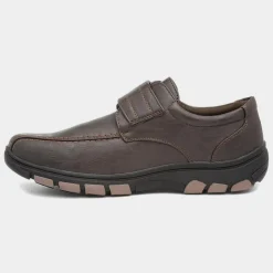 Cushion Walk Mens Brown Easy Fasten Shoe