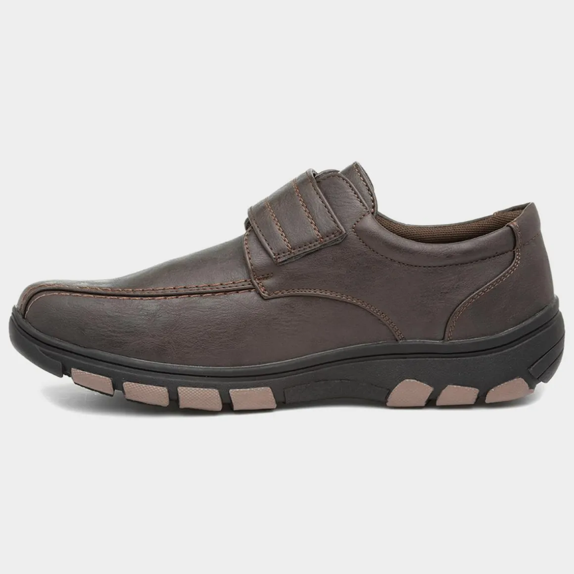 Cushion Walk Mens Brown Easy Fasten Shoe
