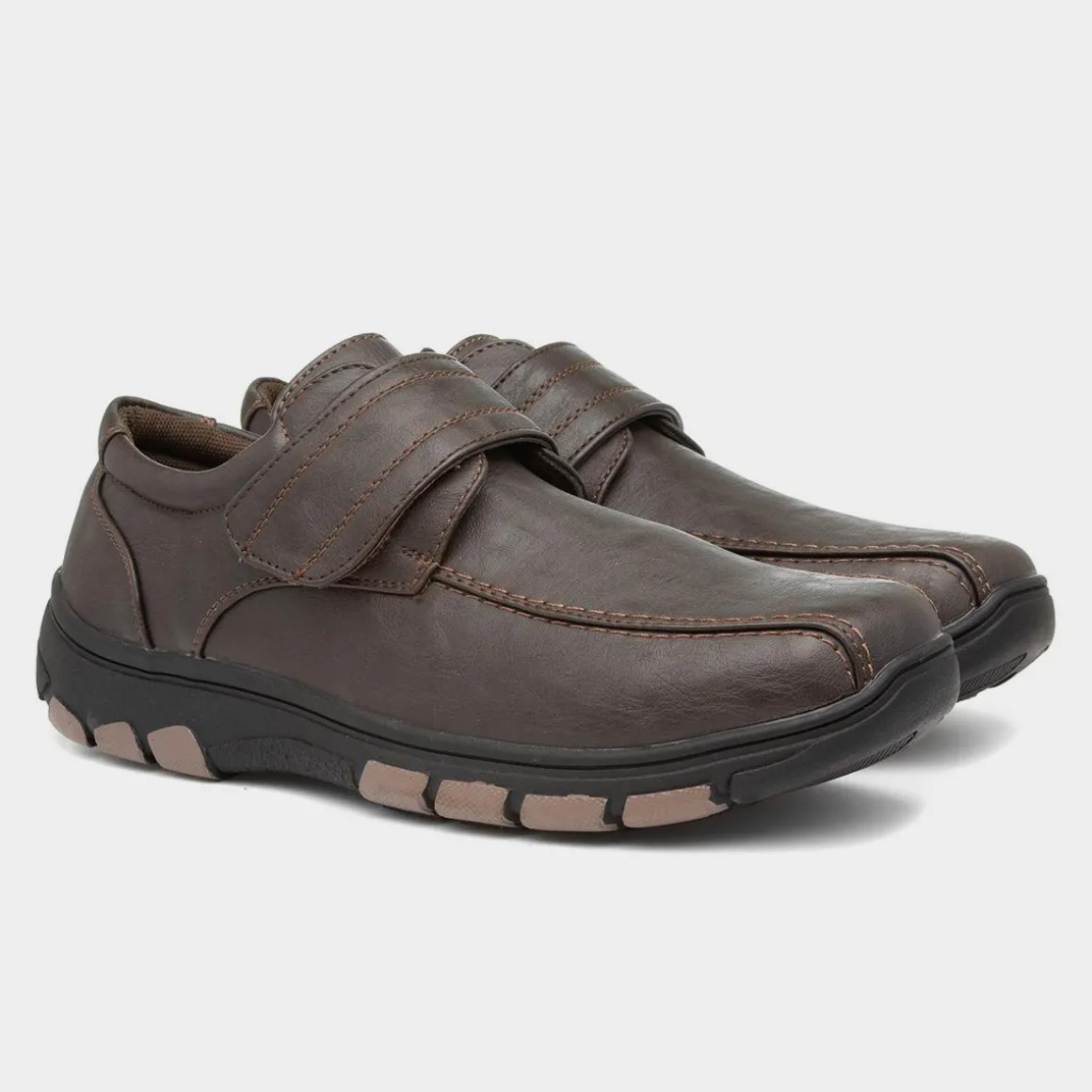 Cushion Walk Mens Brown Easy Fasten Shoe