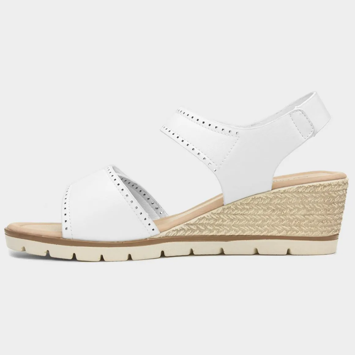 Cushion Walk Mercury Womens White Wedge Sandal