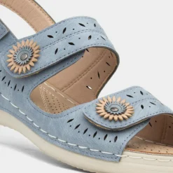Cushion Walk Meryl Womens Blue Wedge Sandal