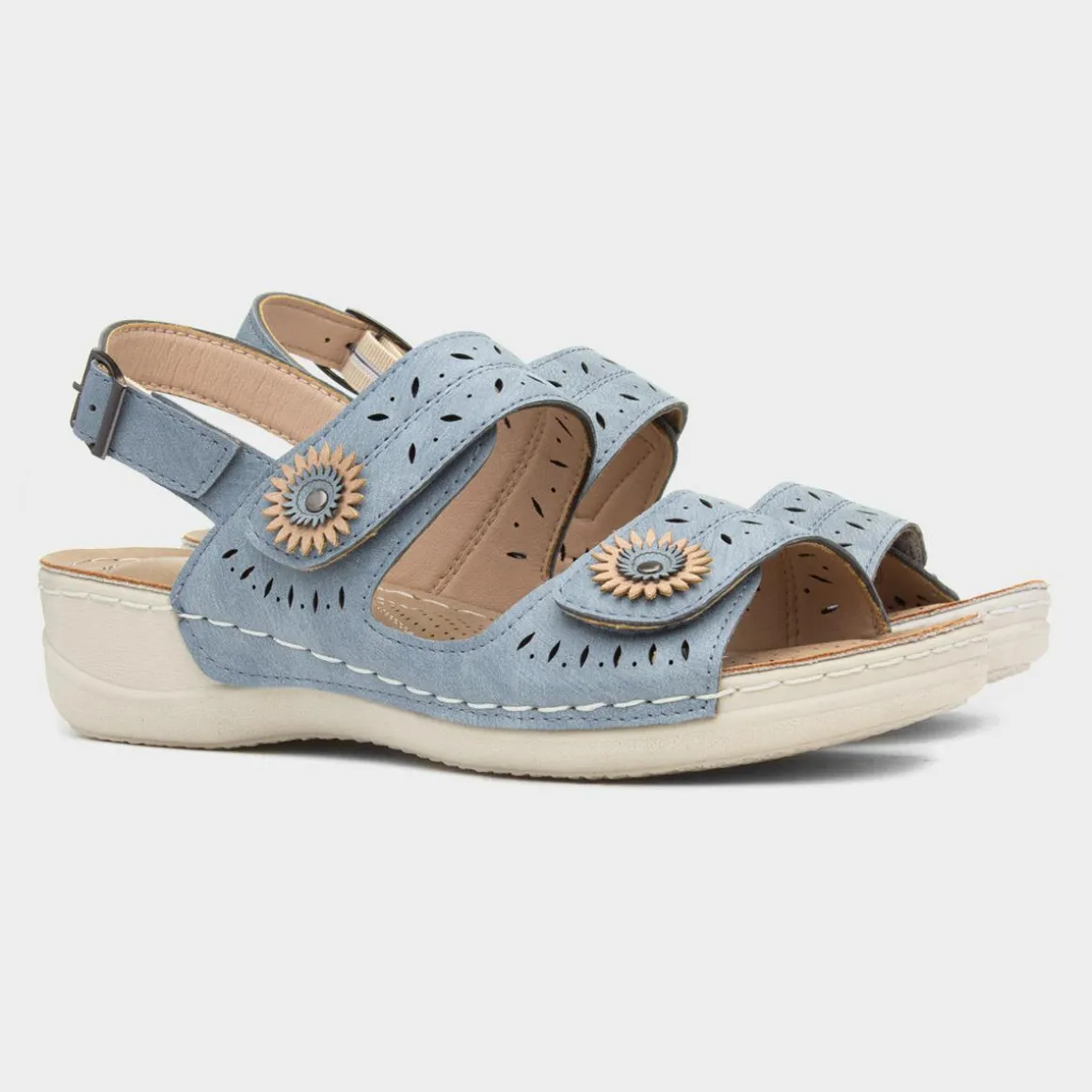Cushion Walk Meryl Womens Blue Wedge Sandal