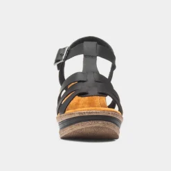 Cushion Walk Neptune Womens Black Wedge Sandal