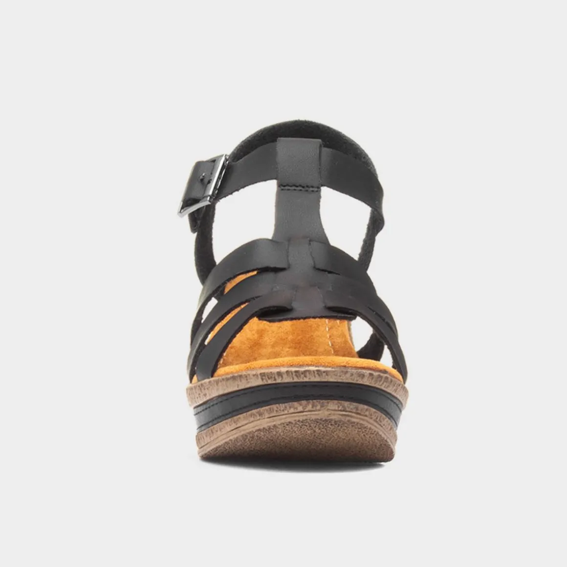 Cushion Walk Neptune Womens Black Wedge Sandal