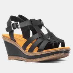 Cushion Walk Neptune Womens Black Wedge Sandal