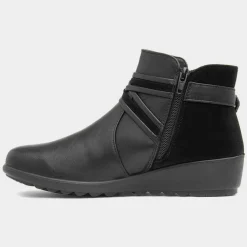 Cushion Walk Norma Womens Black Wedge Ankle Boot