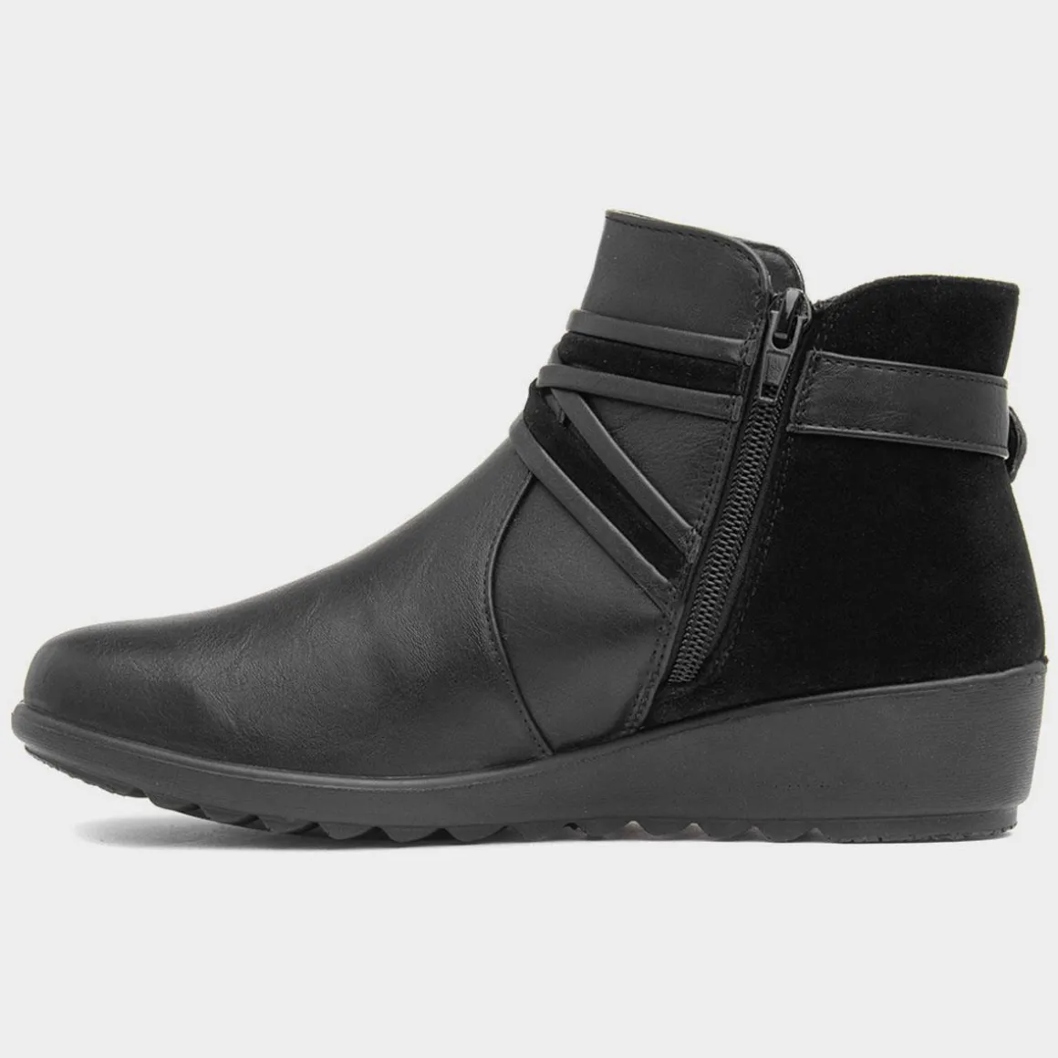 Cushion Walk Norma Womens Black Wedge Ankle Boot