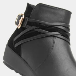 Cushion Walk Norma Womens Black Wedge Ankle Boot