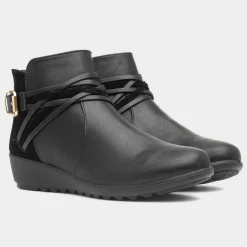 Cushion Walk Norma Womens Black Wedge Ankle Boot