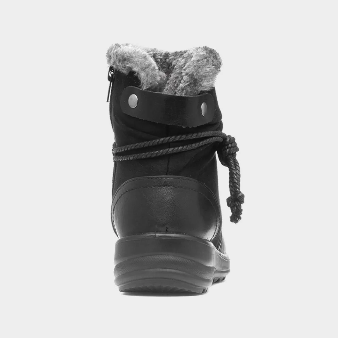Cushion Walk Womens Black Faux Fur Ankle Boot