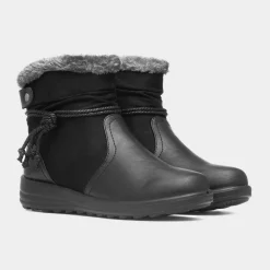 Cushion Walk Womens Black Faux Fur Ankle Boot