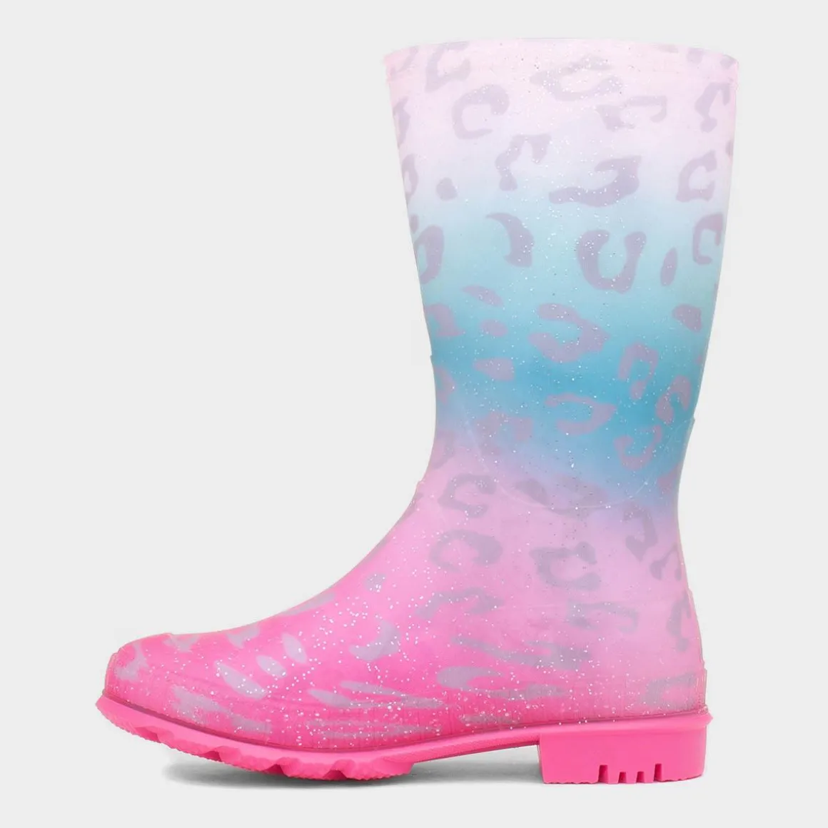 Dew Girl Multi Coloured Pastel Leopard Print Welly