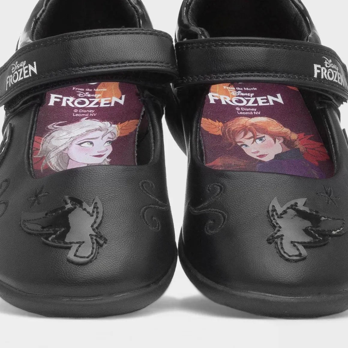 Disney Frozen Girls Black Easy Fasten School Shoe